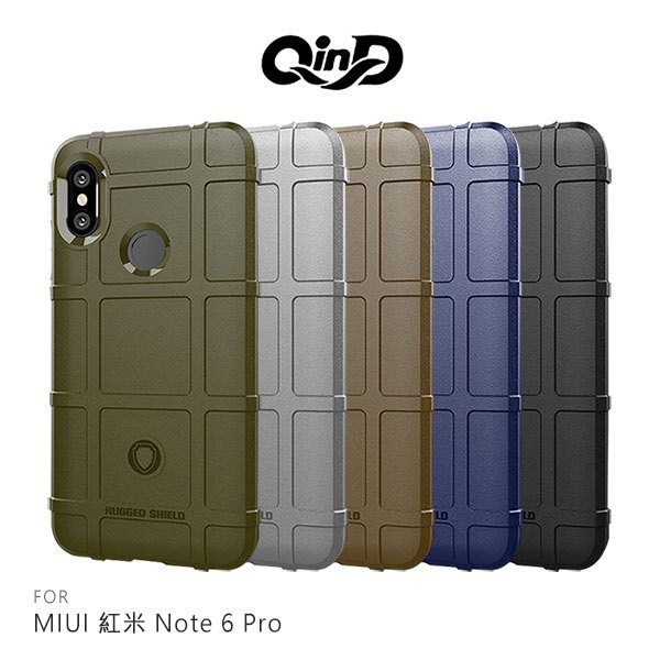 QinD MIUI 紅米 Note 6 Pro 戰術護盾保護套 氣囊 減震抗摔 全包邊 保護殼 背蓋 保護套【APP下單4%點數回饋】