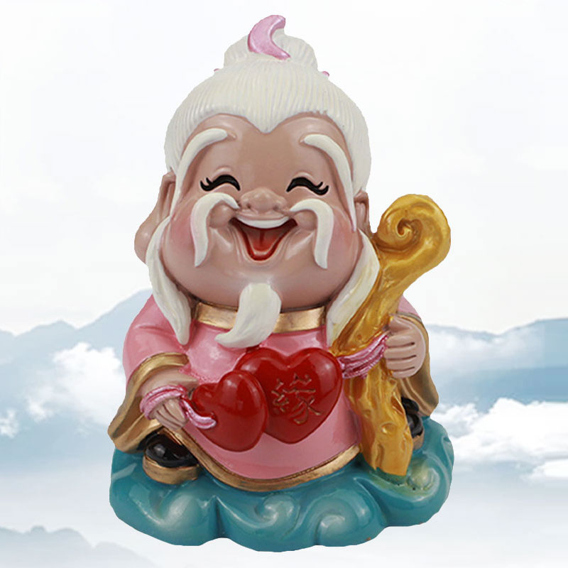 月老神像小擺件送朋友送閨蜜可愛創意車載裝飾品月下老人桌面擺設