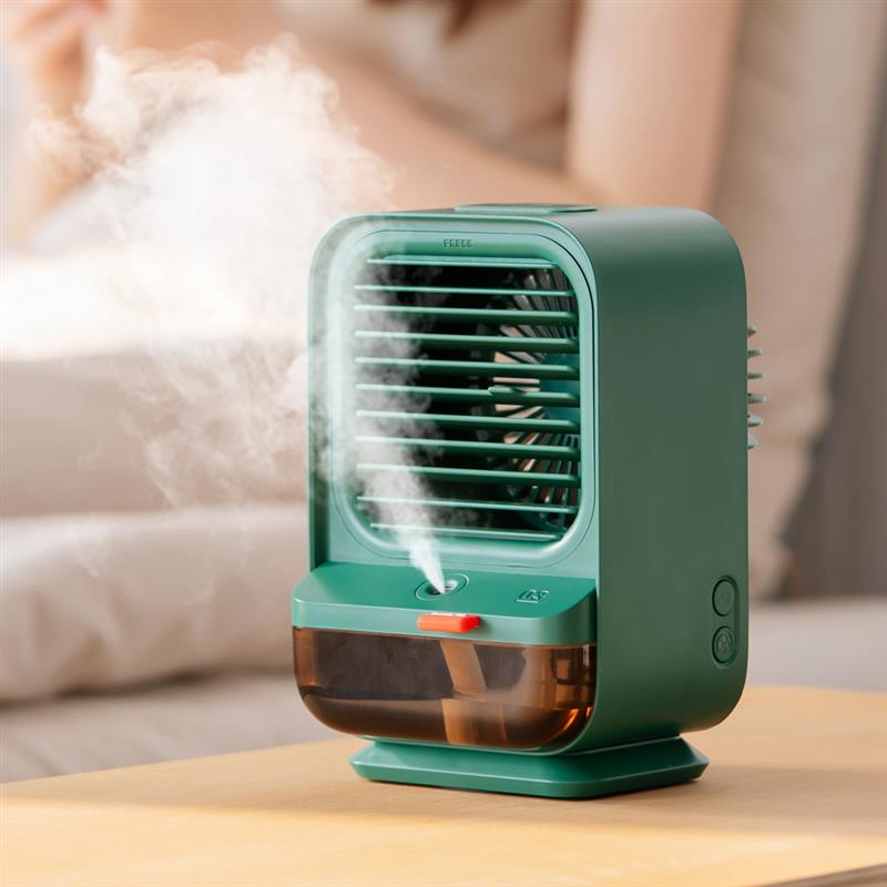新款USB迷你水冷空調扇家用桌面小型冷風機可搖頭加濕噴霧電風扇