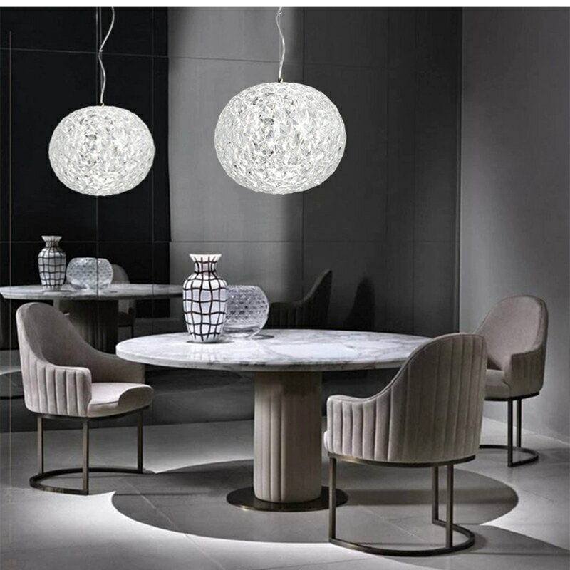 北歐創意餐廳單頭吊燈現代簡約設計師家用餐桌吧臺水晶圓球燈飾