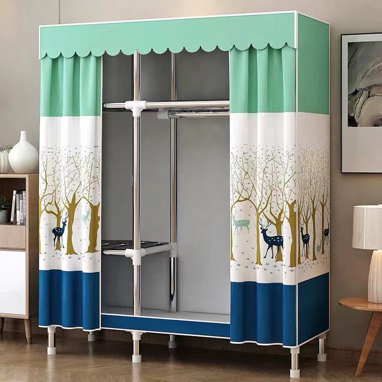 鋼管布衣柜加粗加固衣柜家用臥室多層立式出租房簡易組裝收納柜子