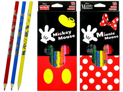 大賀屋 米奇 米妮 色鉛筆 彩色鉛筆 12色 色鉛 鉛筆 文具 迪士尼 米老鼠 日貨 正版 授權 J00013274