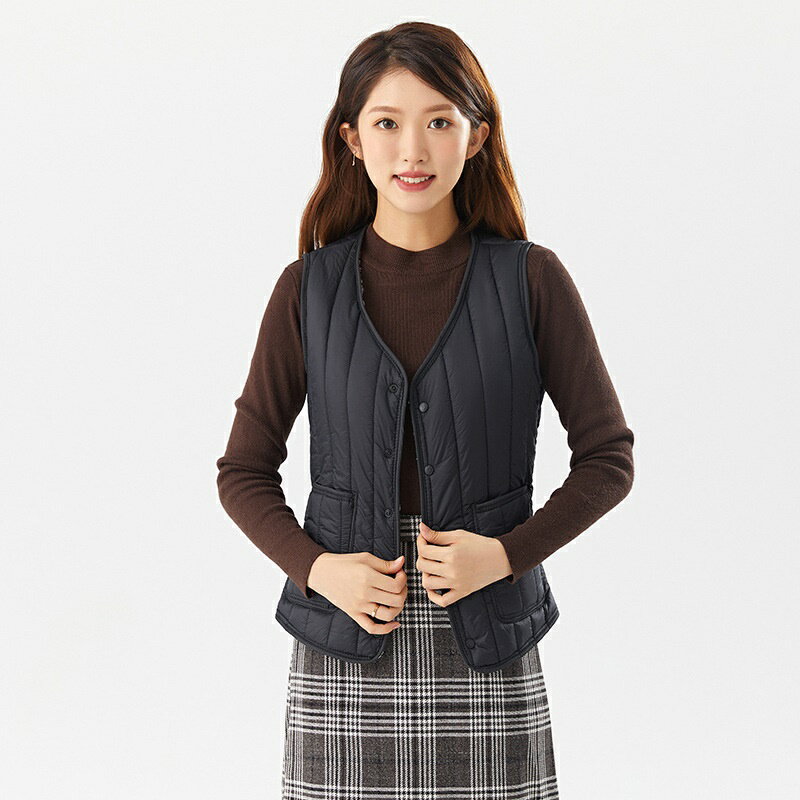 【巴黎精品】現貨+預購 背心外套鋪棉夾克-短款加絨V領馬甲女外套4色a1hp45