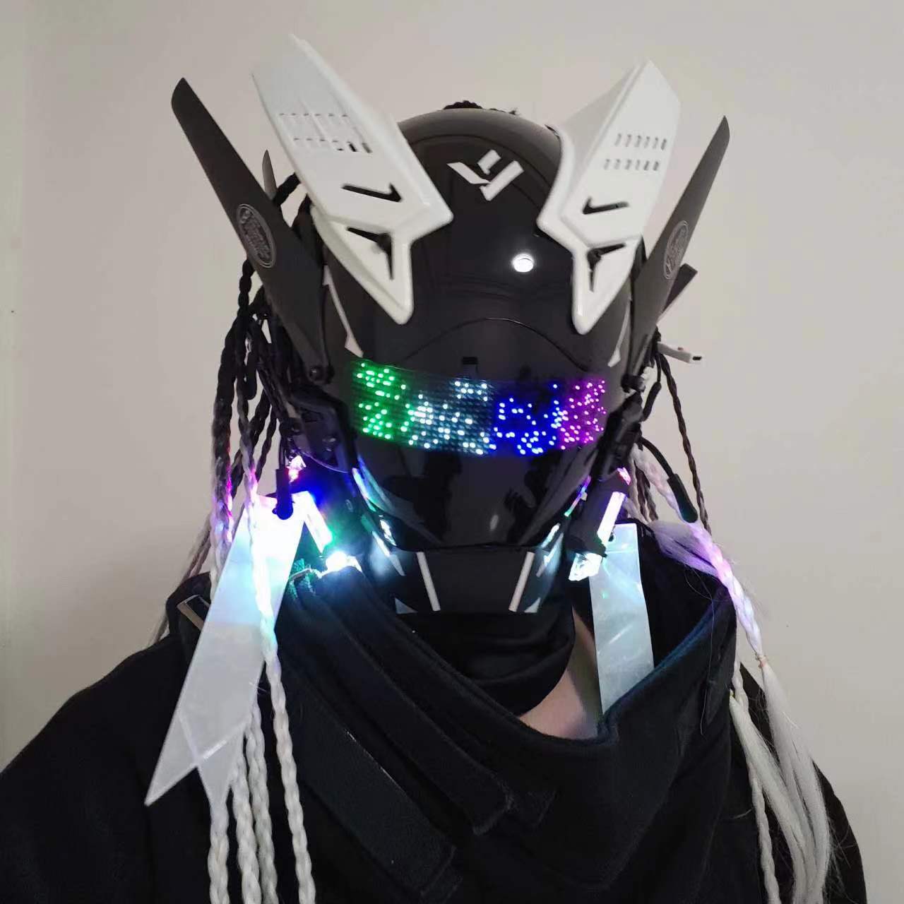 {保固一年 可打統編}賽博朋克頭盔面具cos服男假面騎士頭套科技感頭盔機甲風搞怪面罩 2