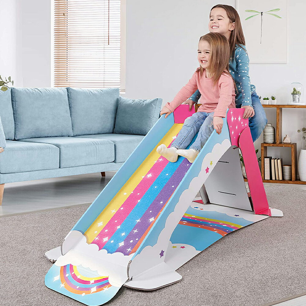 兒童滑梯（室內） Wowwee可折疊滑梯兒童室內小型滑滑梯玩具紙質寶寶家用2-5歲禮物『XY39682』