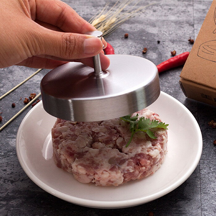 304不銹鋼漢堡壓肉器圓形漢堡包壓肉餅模具家用飯團三明治壓制機1入