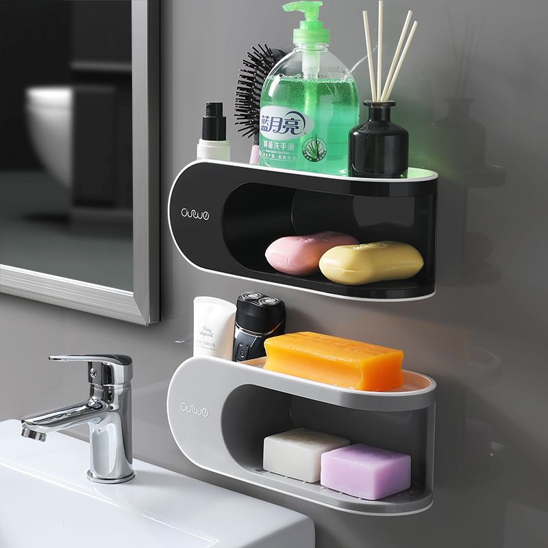 浴室收納架 創意雙層瀝水肥皂架衛生間洗漱臺壁掛香皂置物架子肥皂盒多功能-快速出貨