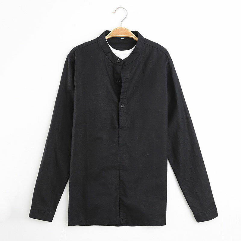 現貨+預購 亞麻T恤長袖上衣-舒適休閒圓領男裝2色74ew11【獨家進口】【米蘭精品】