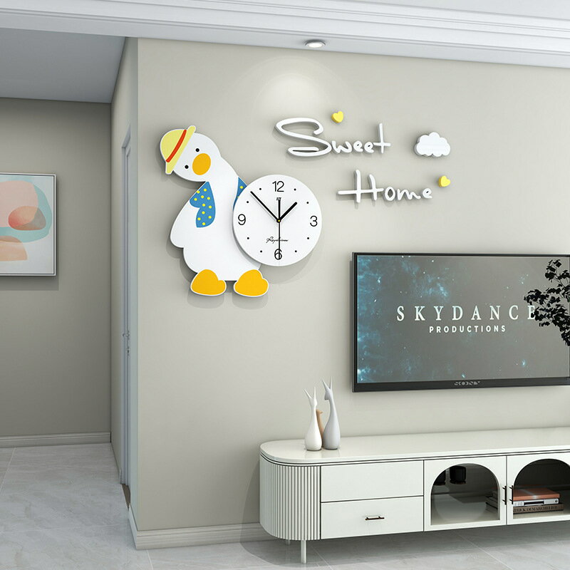 網紅創意掛鐘客廳時尚現代簡約時鐘掛墻家用藝術裝飾卡通兒童鐘表