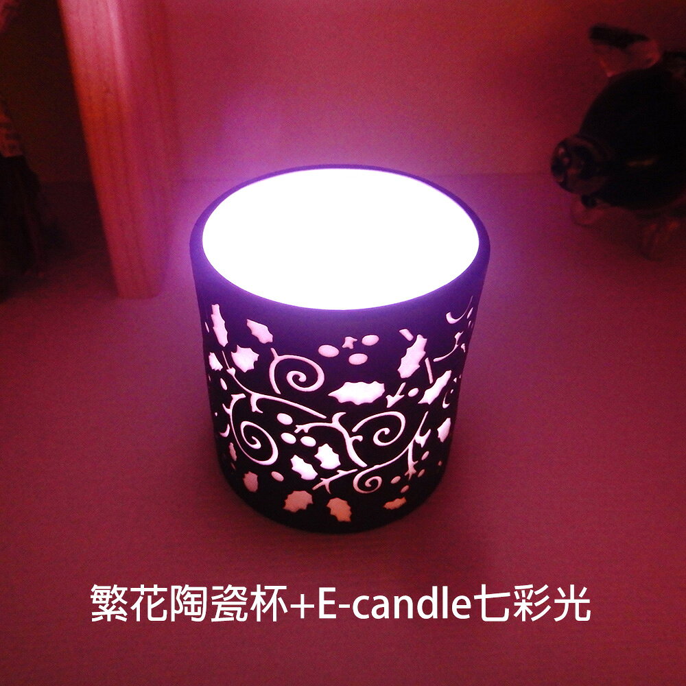 安森藝品x覓品竹北手作店-鏤空雕刻陶瓷矮杯+E-candle燭燈/小夜燈-繁花 6