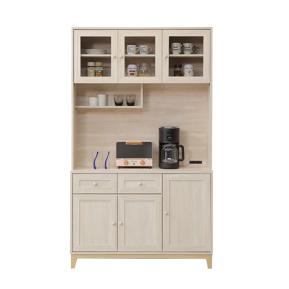 【直人木業】COCO田園奶油風上下櫥櫃組118公分 1