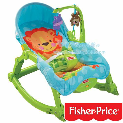 費雪牌 Fisher-Price 可愛動物可攜式兩用安撫躺椅,多功能輕便搖椅746775042264★衛立兒生活館★