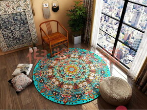美式輕奢復古圓形地毯北歐床邊地毯客廳臥室書房家用吊籃瑜伽地墊【倪醬小鋪】