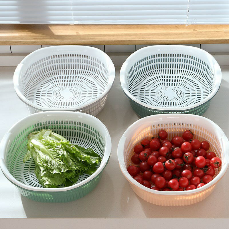 雙層塑料瀝水籃洗菜盆洗菜籃廚房家用客廳果籃洗水果菜籃子水果盤