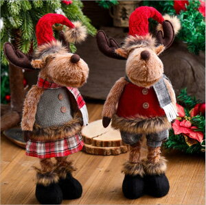 圣誕節樹裝飾品玩偶圣誕麋鹿公仔兒童禮品擺件商場場景布置大型用