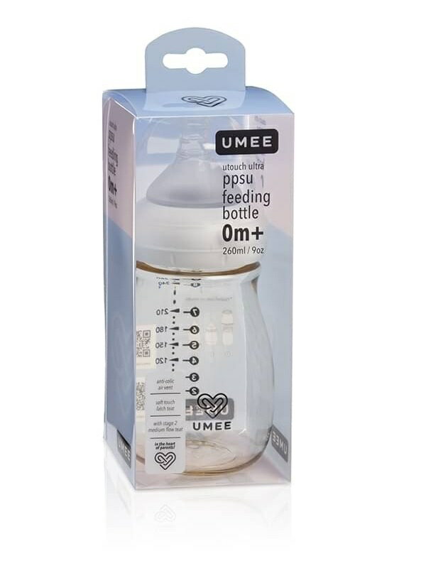 （4入/組）荷蘭 Umee寬口防脹氣 PPSU 奶瓶-附奶嘴 260ml【六甲媽咪】