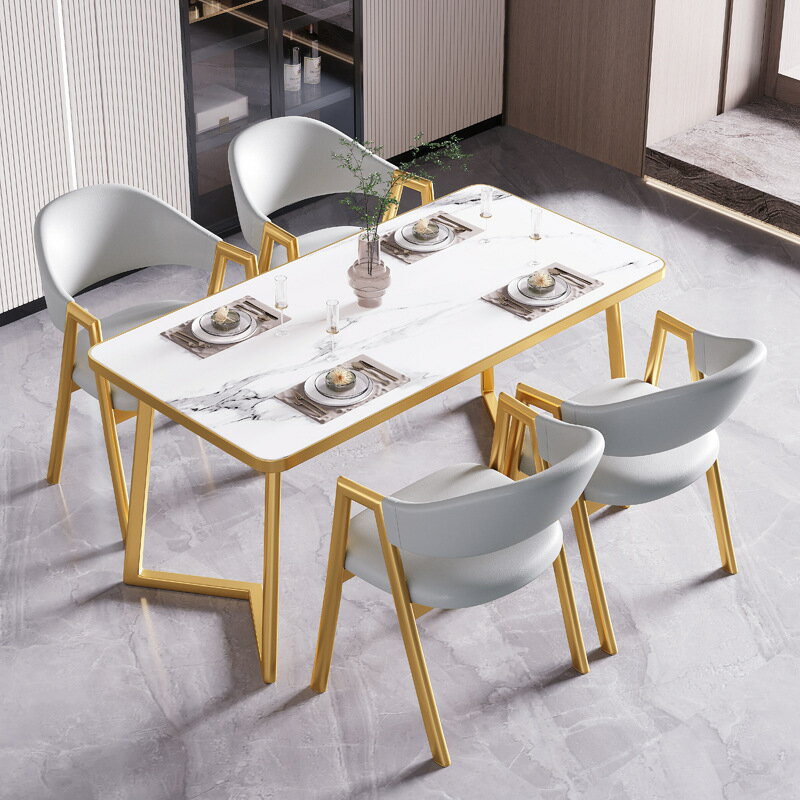 長方形餐桌椅組合奶茶快餐餐廳商洽談會客接待租房桌