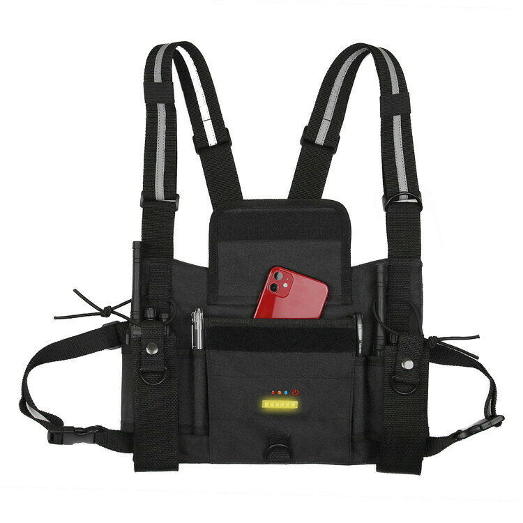 新品帶燈呼叫機背心反光條對講機背心Chest Rig Vest