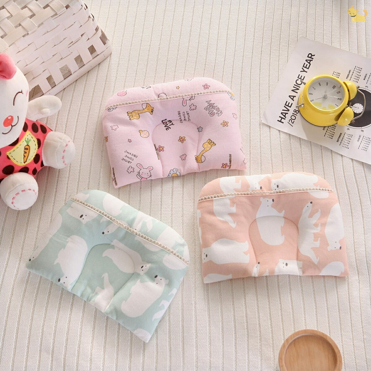 嬰兒枕頭0-6個月1歲新生兒決明子枕防偏頭矯正定型枕芯寶寶U型枕