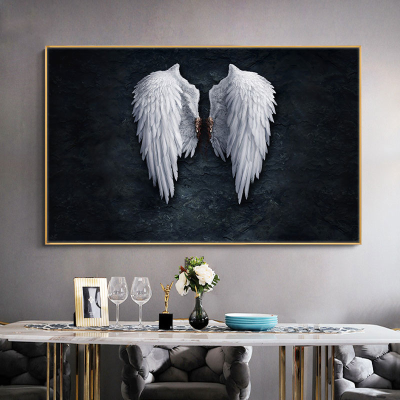 新款現代簡約客廳餐廳臥室背景墻鉆石畫十字繡天使之翼鉆石繡
