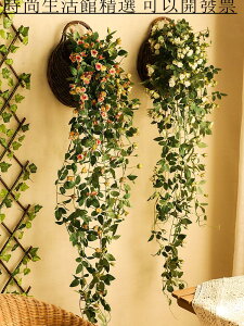 仿真綠植 假樹 仿真花擺件 創意壁飾墻面裝飾陽臺墻上掛件墻壁掛墻花垂吊遮擋田園風壁掛
