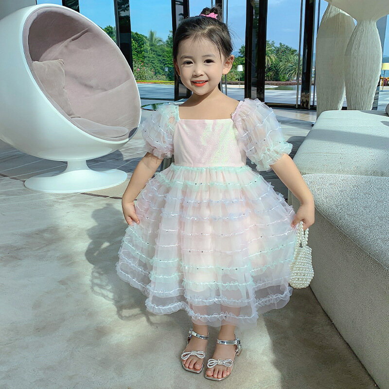 女童洛麗塔連衣裙2022夏季新款公主風生日禮服裙夏裝洋氣表演服裙