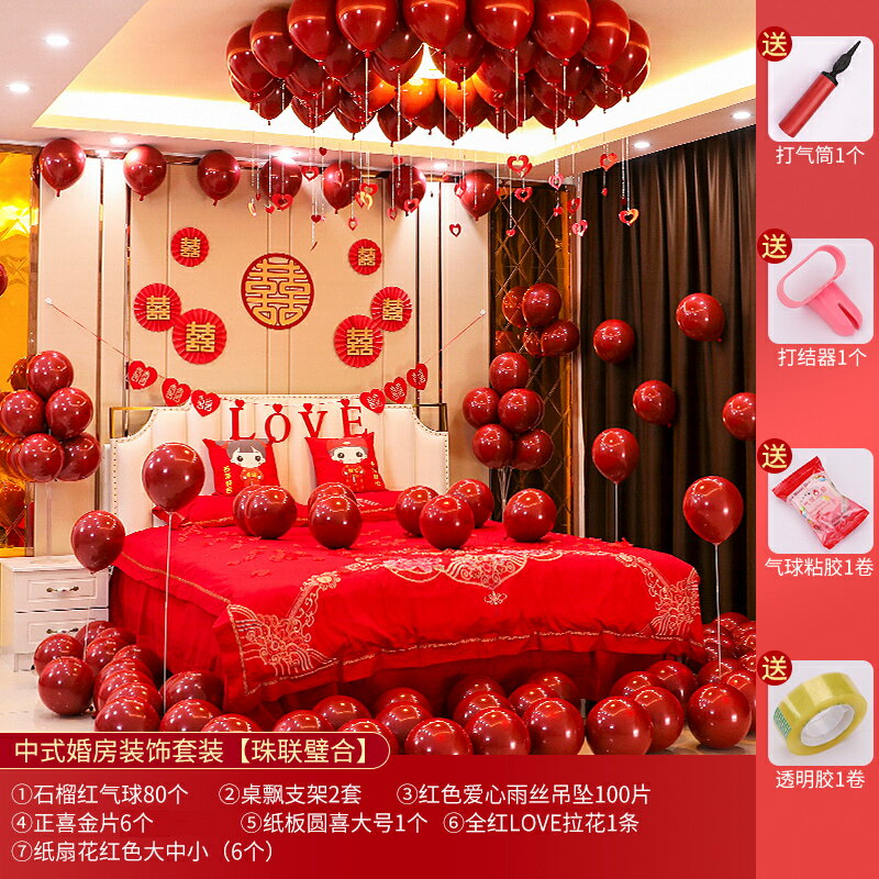 裝飾氣球 婚房布置套裝男方新房裝飾浪漫創意氣球女方臥室婚禮結婚用品大全『CM45564』