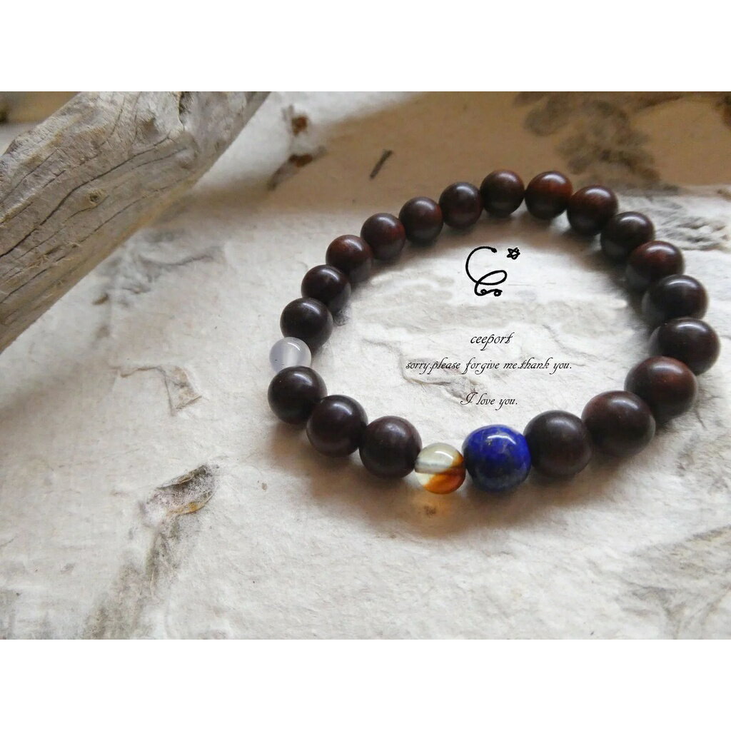 崖柏 8mm 黑油板根 手鍊/青金石/荔枝凍/血葡萄石/崖柏黑油板根/木質手鍊/ [晶晶工坊-love2hm]