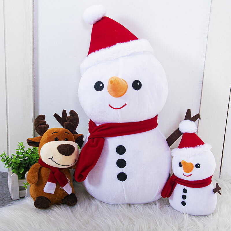 雪人毛絨玩具公仔圣誕老人抱枕可愛麋鹿玩偶擺件圣誕節禮物布娃娃