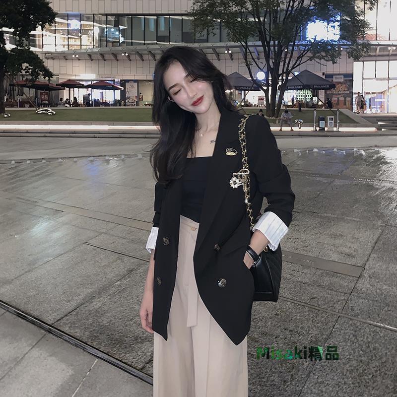 小西裝外套女2024早春新款chic韓版氣質寬松休閑洋氣中長款上衣潮-Misaki精品