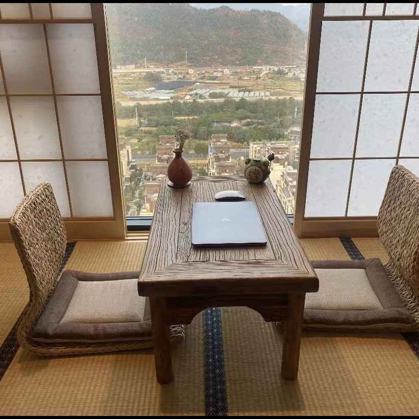 工廠直銷 免運 茶几 方桌 實木茶几 矮桌 榻榻米桌子 飄窗桌子 中式老榆木炕幾榻榻米復古茶幾飄窗桌實木地臺小矮桌禪意茶桌特惠/開立發票 特價出 全館八折H1023