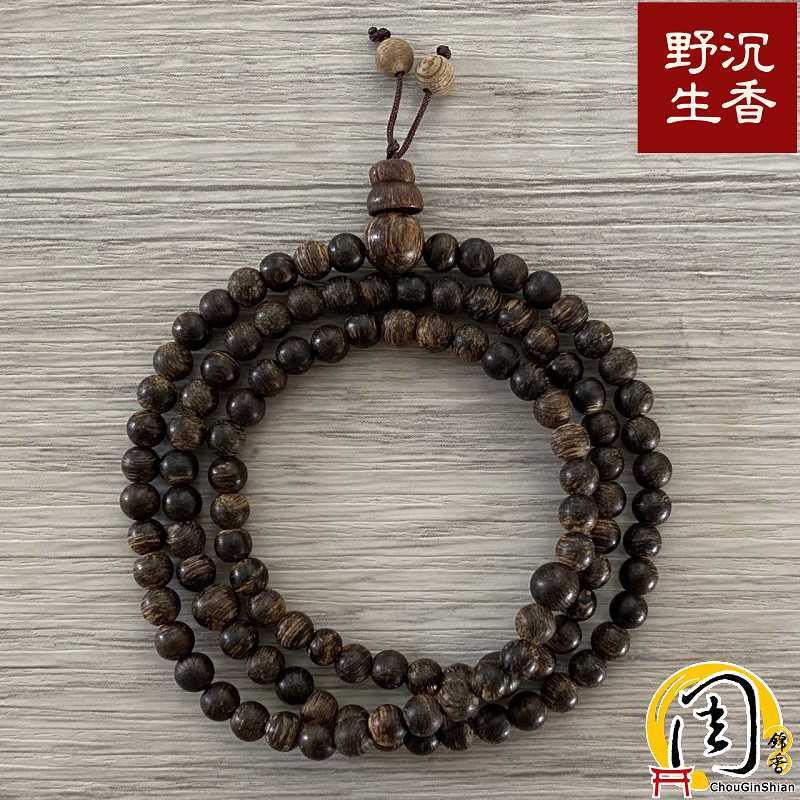 沉水~野生 柬埔寨沉香念珠【周錦香】5mm*108顆 約8.1g【入水即沉】野生沉香 清馨甘甜帶涼氣 手珠 佛珠 手串