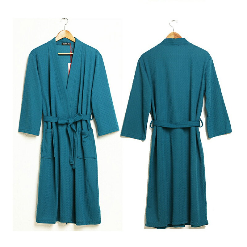 春夏季薄款七分袖浴袍 吸水速乾男女通用 情侶浴衣 浴巾 睡袍 睡衣【ZK0401】《約翰家庭百貨 1