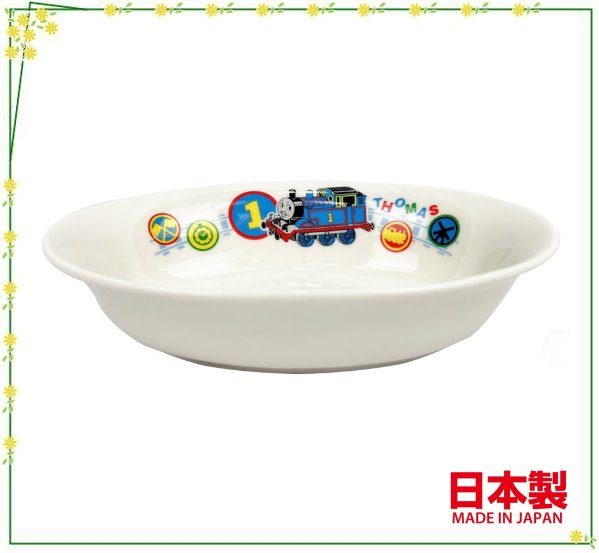 日本製 金正陶器 湯瑪士小火車 長橢圓陶瓷盤/咖哩盤/有深度碗盤-碗面長.裝飯菜配電視很剛好