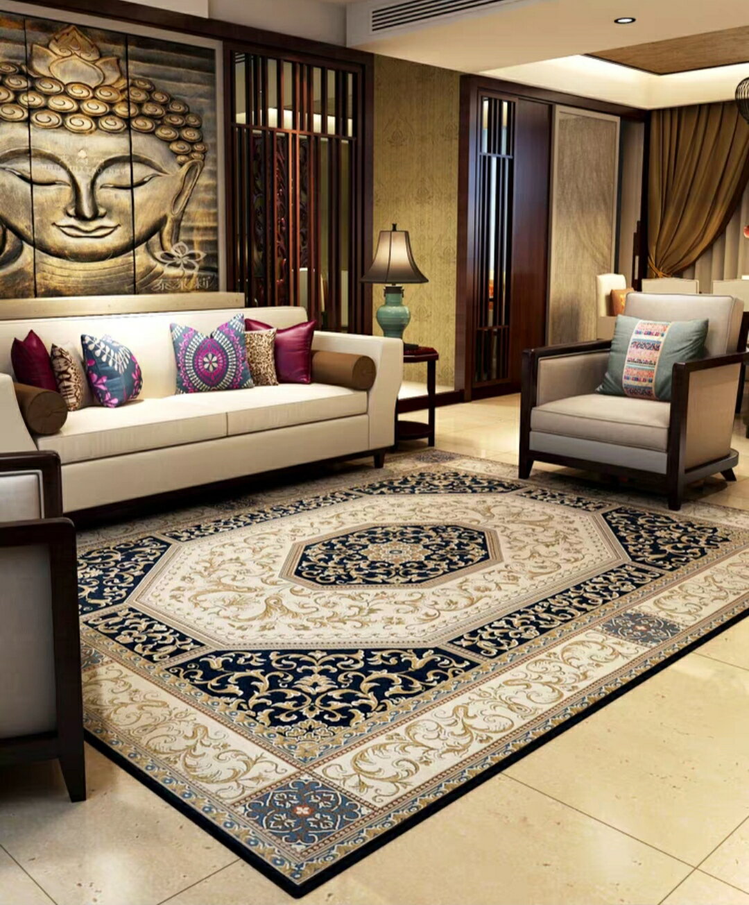 外銷日本等級 出口日本 140*200 CM 富貴滿堂 摩登中式風格 高級地毯/ 玄關地毯 / 客廳地毯