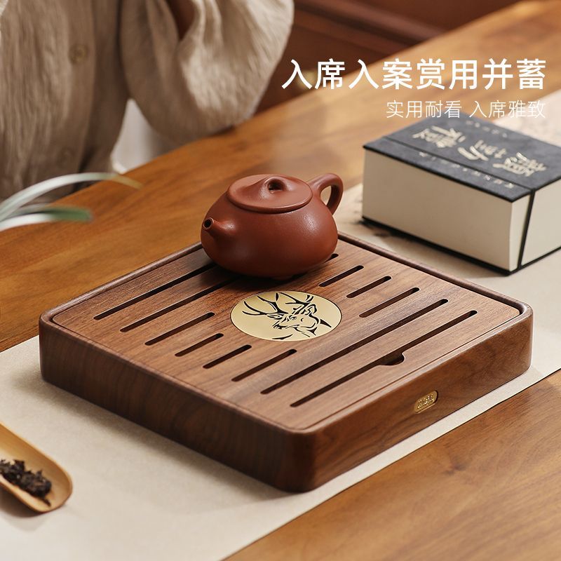 免運 超低價 可開票 胡桃木茶盤高階茶具新款幹泡家用日式實木儲水功夫瀝水功夫茶托盤 快速發貨