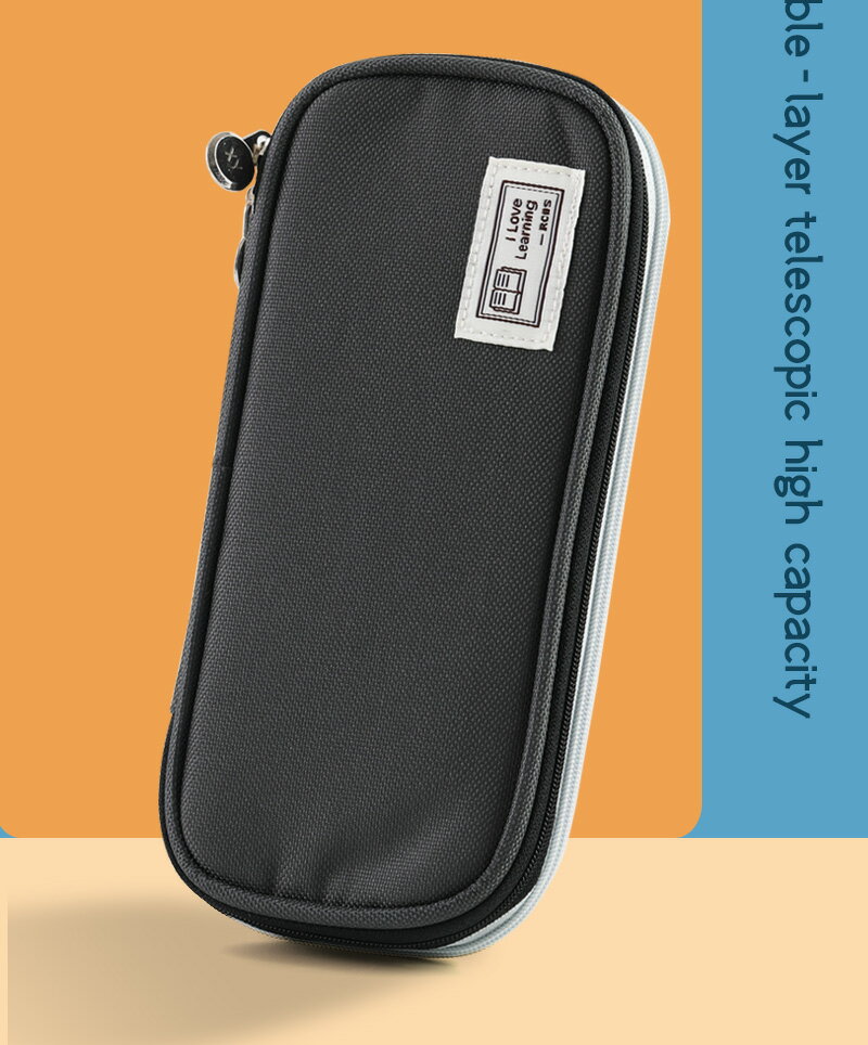 學生簡約大容量筆袋自由伸縮筆盒收納袋高中學純色ins女文具盒 9