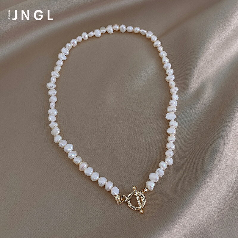天然珍珠項鏈女年新款潮小眾個性鎖骨頸鏈高級感網紅氣質頸鏈