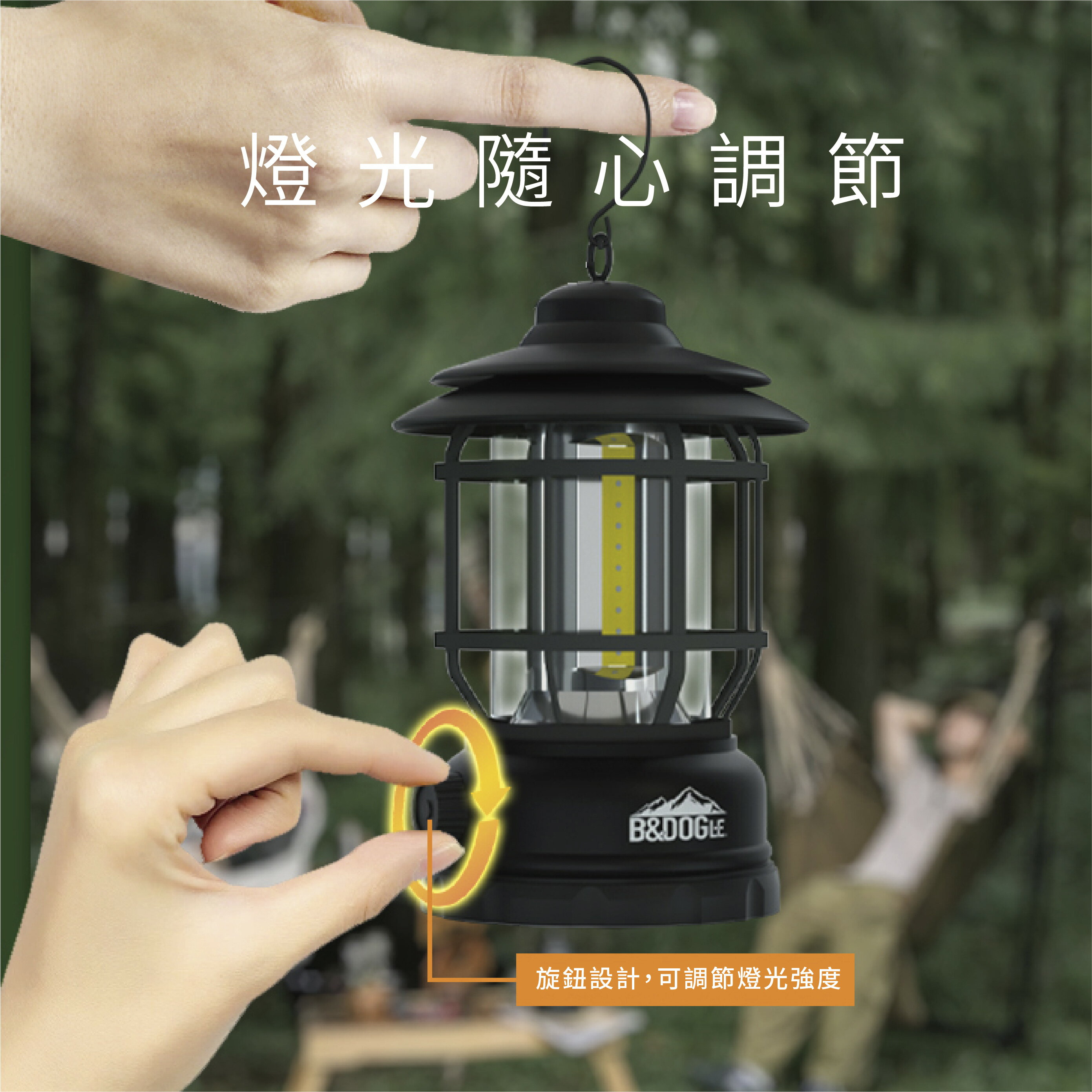 美式復古露營燈 可調光黃光 TYPE-C充電 18650 帳篷燈 照明燈【Carster】 2