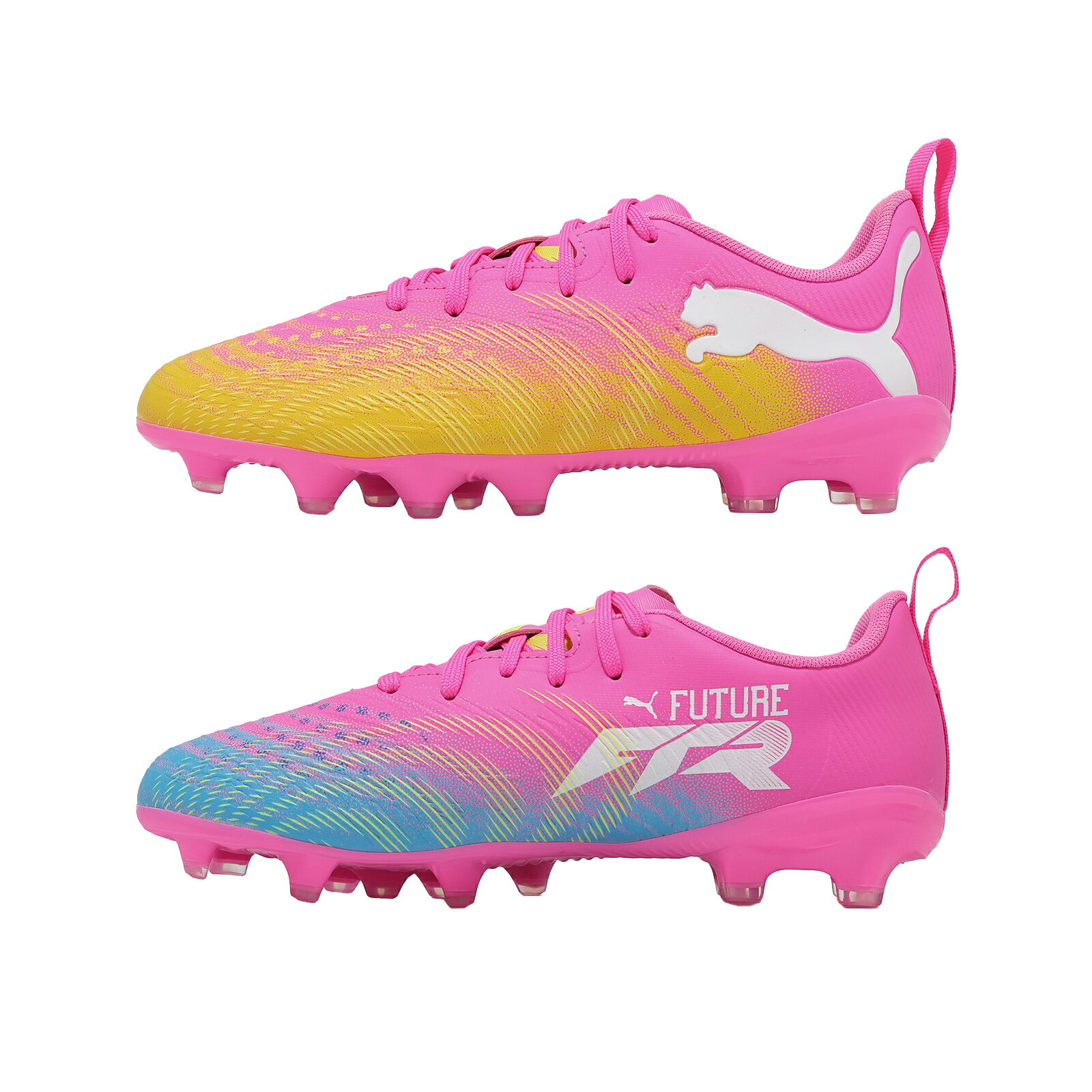 Puma 足球釘鞋 Future 9 Play FG/AG Jr 大童 女鞋 粉紅黃 抓地 108723-05