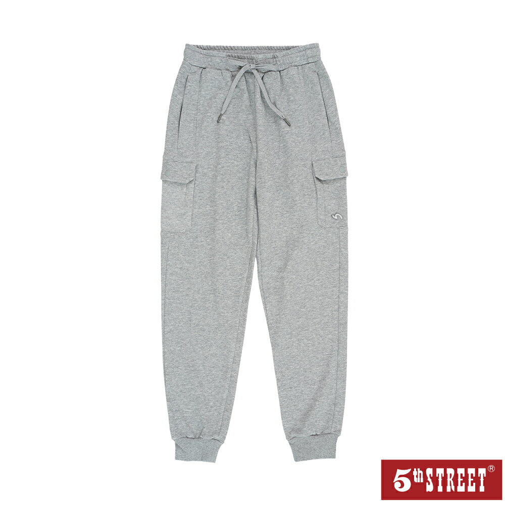 女裝 長褲 針織運動褲 抽繩 棉褲 麻灰色 (967157) 【5th STREET】【APP下單天天10%回饋】 最高折426