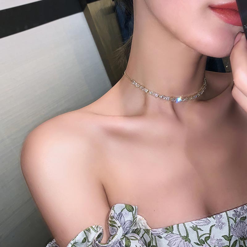 輕奢高級感鋯石項鏈女鎖骨鏈韓版個性設計可調節頸鏈去氣質飾品潮