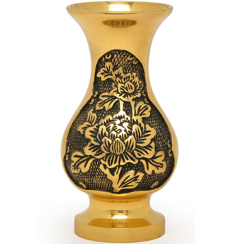 黃銅供佛花瓶蓮花佛前供花佛堂插花佛具佛教用品家居供具宗教擺件
