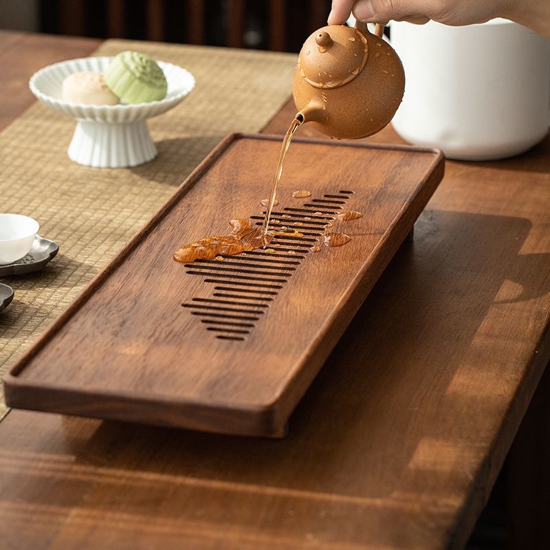 免運/附發票 胡桃木新中式家用茶盤幹泡盤抽屜式小型幹泡臺實木壺承茶幾小茶臺 快速出貨