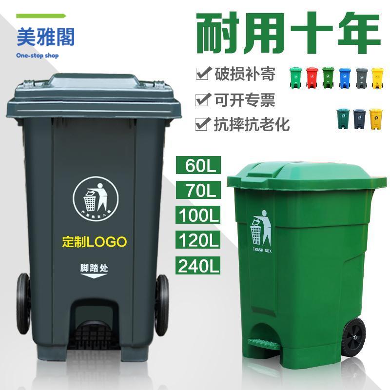 限時減免！垃圾桶 垃圾箱 帶蓋垃圾箱 240L升垃圾桶大號商用戶外帶蓋環衛垃圾箱腳踩大型分類大容量家用 特價出 現貨 開發票【hua3/15】