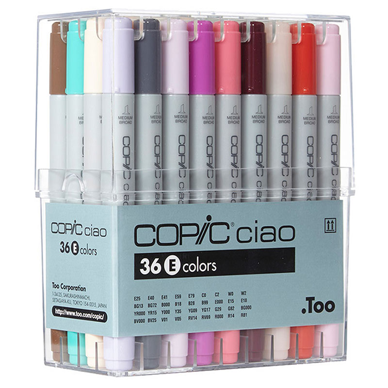 日本原裝進口COPIC Ciao 第三代圓桿麥克筆36 Color Set E 36色E色系36E