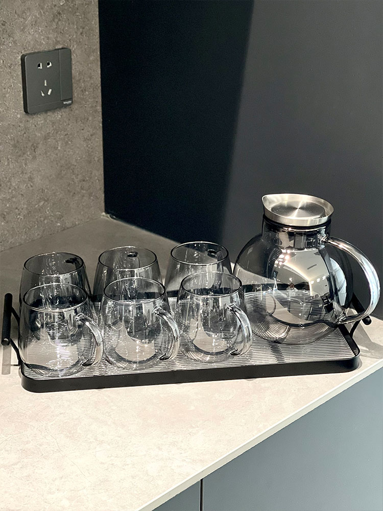 開發票 輕奢水壺套裝茶具家用水杯玻璃杯子喝水水壺客廳家庭待客用杯具