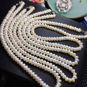 天然淡水白珍珠鎖骨鏈女款項鏈饅頭盤珠簡約頸鏈送媽媽婆婆首飾品