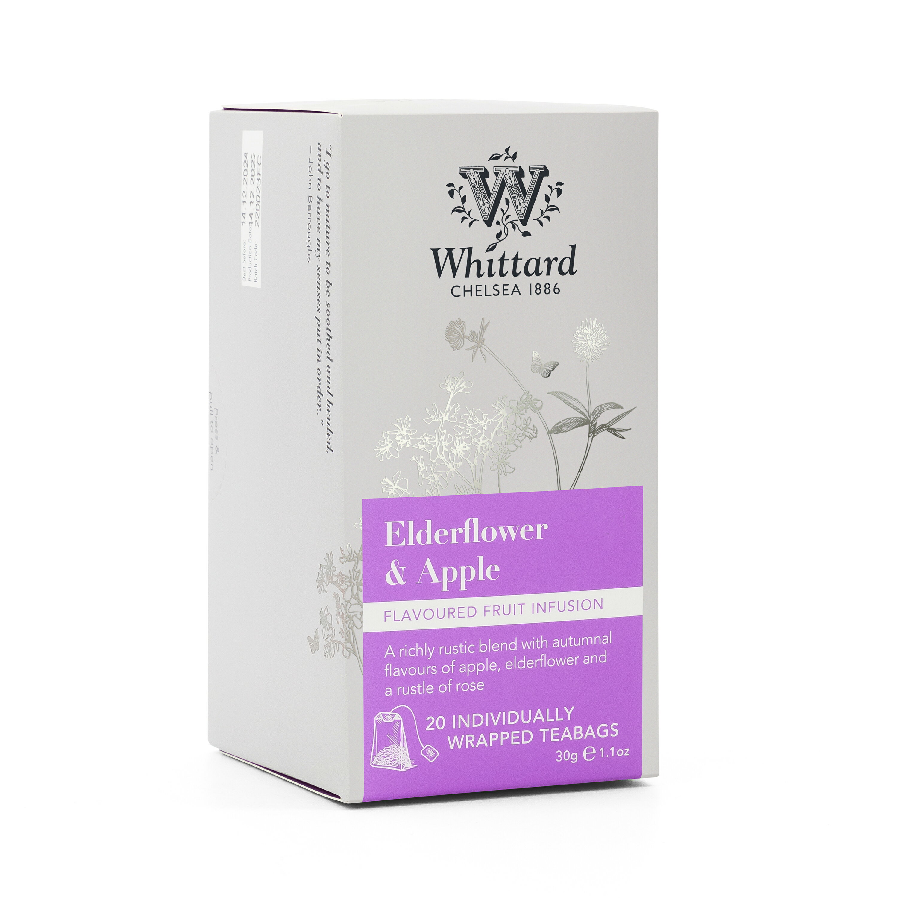 英國 Whittard of Chelsea 蘋果接骨木風味茶 Elderflower & Apple -水果茶&草本茶系列-40g/2gx20入/盒 4