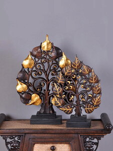 泰國泰國家居飾品玄關裝飾擺件 實木雕刻菩提樹客廳中式創意擺件